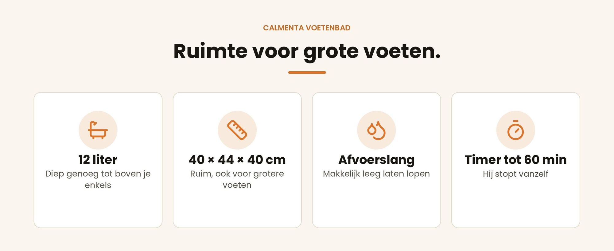 Calmenta XXL voetenbad met 12 liter inhoud, afvoerslang en timer