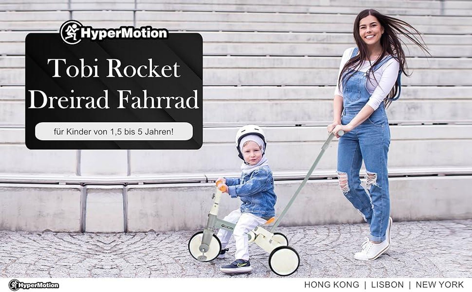 Tobi Rocket 5-in-1 Kinderfahrrad – Verstellbare Schiebestange