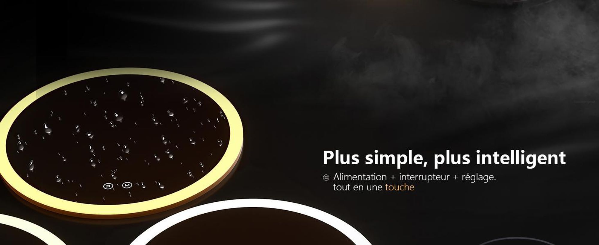 EMKE Miroir de salle de bain rond 50cm avec 3 couleurs de lumière LED + luminosité variable, interrupteur tactile Miroir de salle de bain antibuée et fonction mémoire Miroir mural