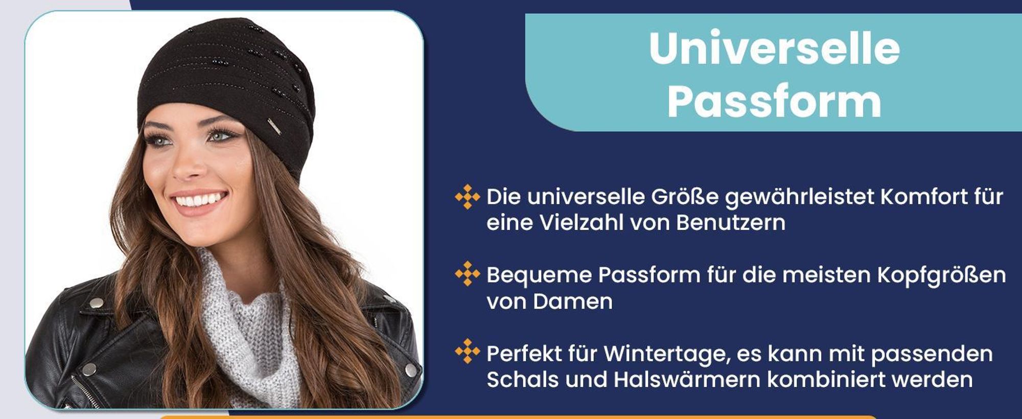Vivisence Damen mütze verziert Universalgröße - Elegante Beanie für Frauen Wintermütze Strickmützen herbst Wollmütze warme Kopfbedeckung - Dunkelgrau