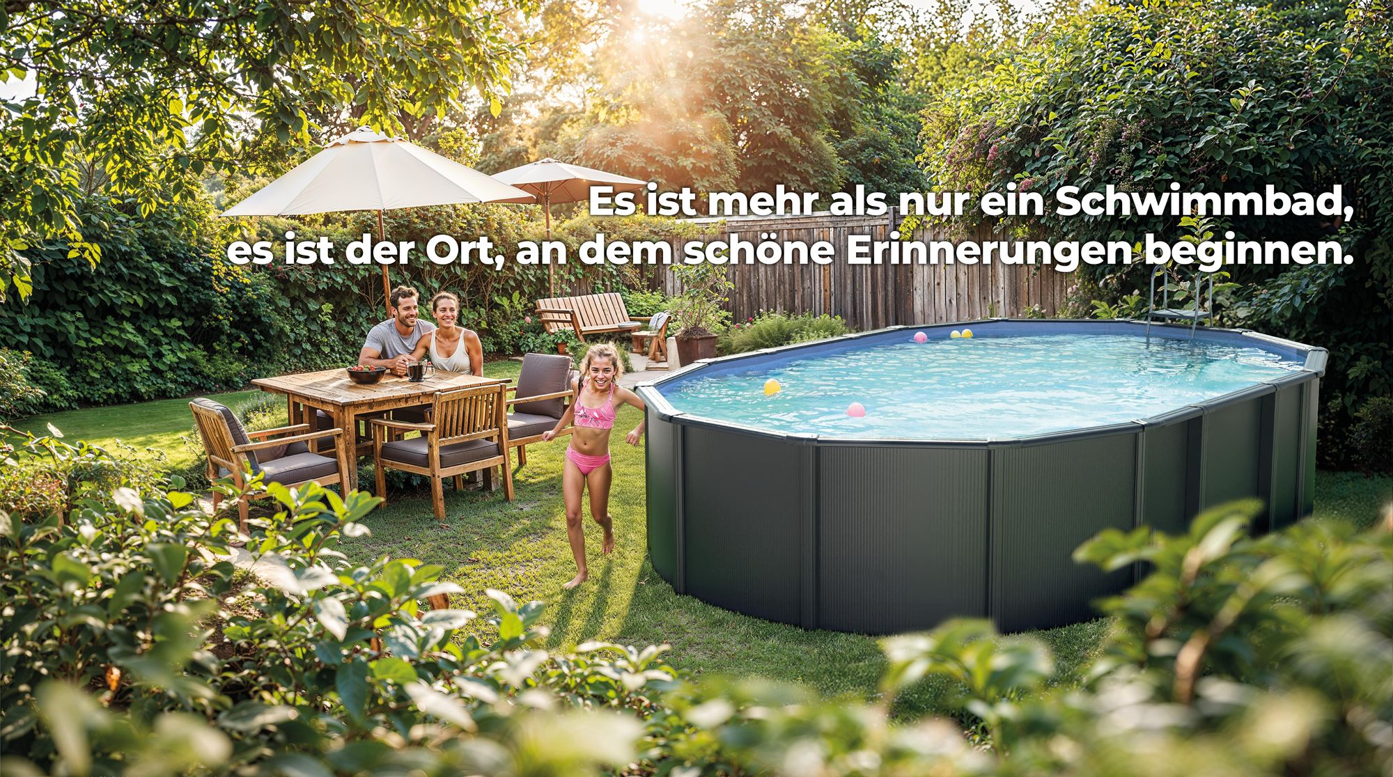 GRE Ovaler Stahlwandpool mit Anthrazitoptik KITPROV7388GY – 730 x 375 x 132 cm, Komplettset + GRATIS Elektrischer Poolreiniger VCB50
