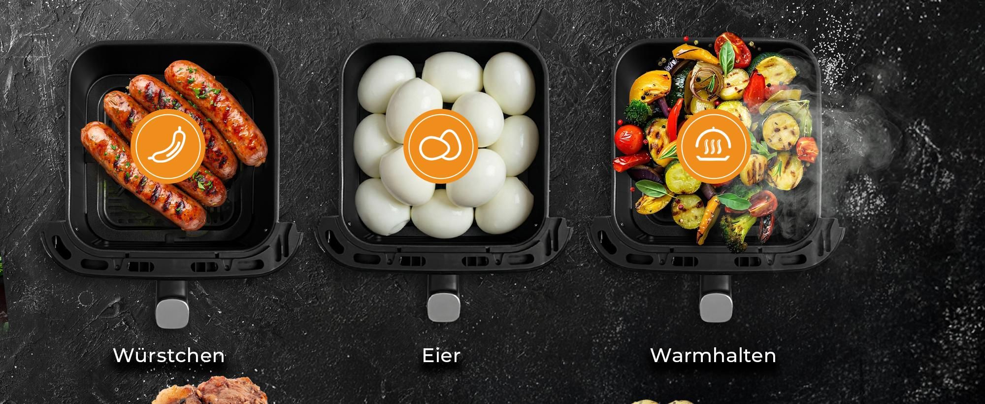 Balter Heißluftfritteuse XXL 6,5L mit Sichtfenster, 1700W, Airfryer, ohne Öl, 12 Programme, Touch-Bedienung, 100 Rezepte, Edelstahl, Schwarz