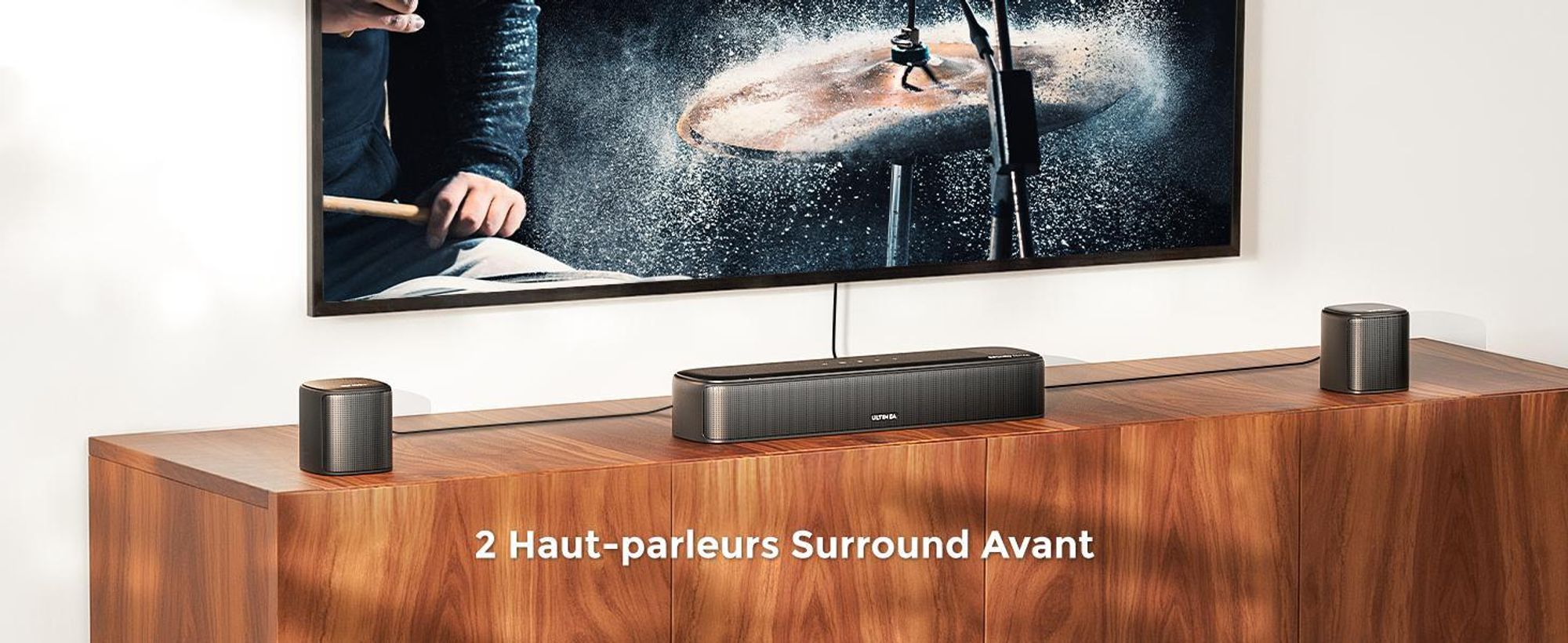 Barre de son ULTIMEA 7.1 canaux Dolby Atmos avec caisson de basses pour téléviseur, système de son surround pour home cinéma,via application, 4 enceintes surround