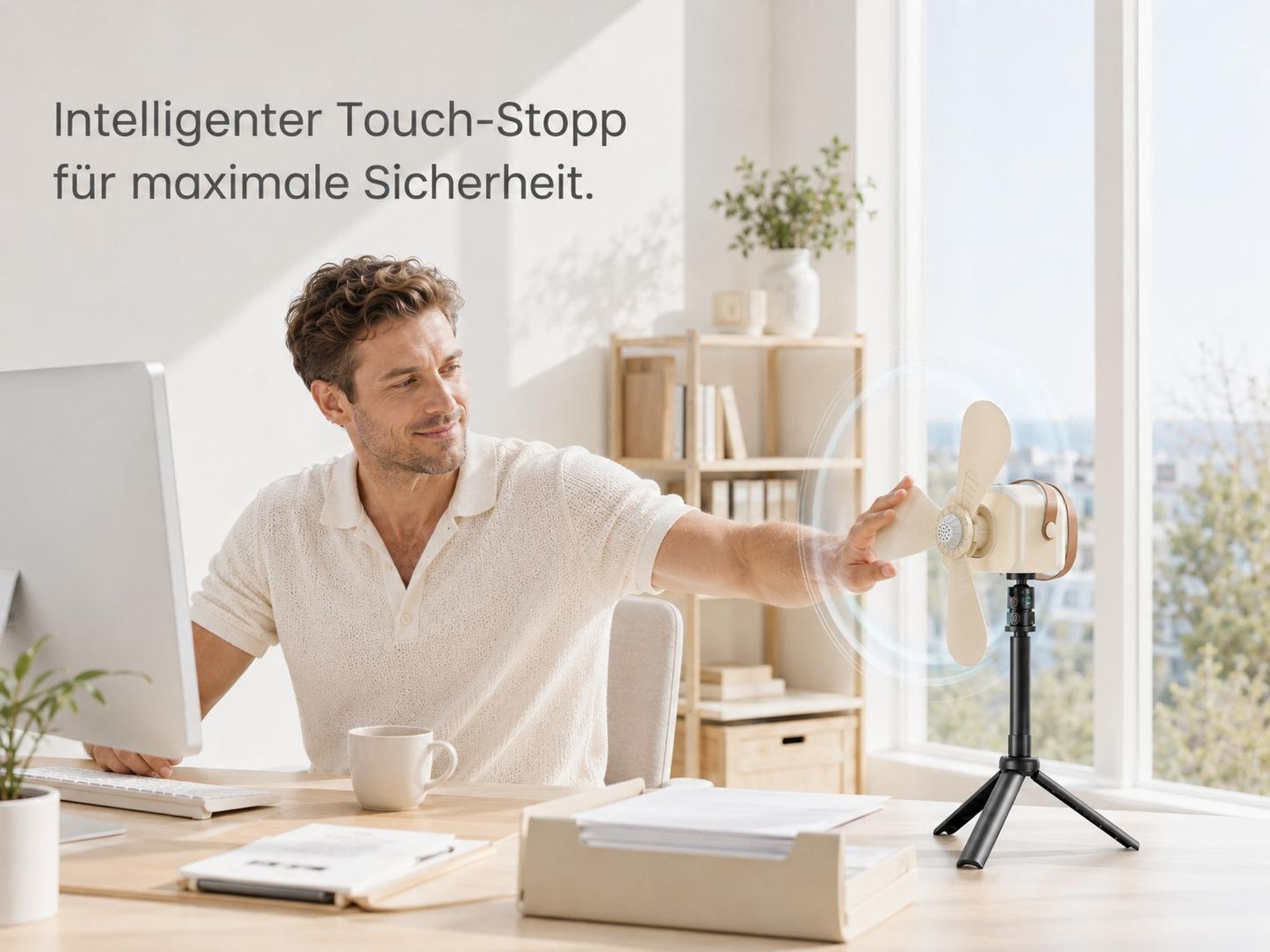 Ø24cm Camping Ventilator mit Licht, Akku 7200mAh, Touch-Stop Sicherheit, USB-C, Fernbedienung & Timer, 3-in-1 Hängeventilator für Zelt Wohnmobil