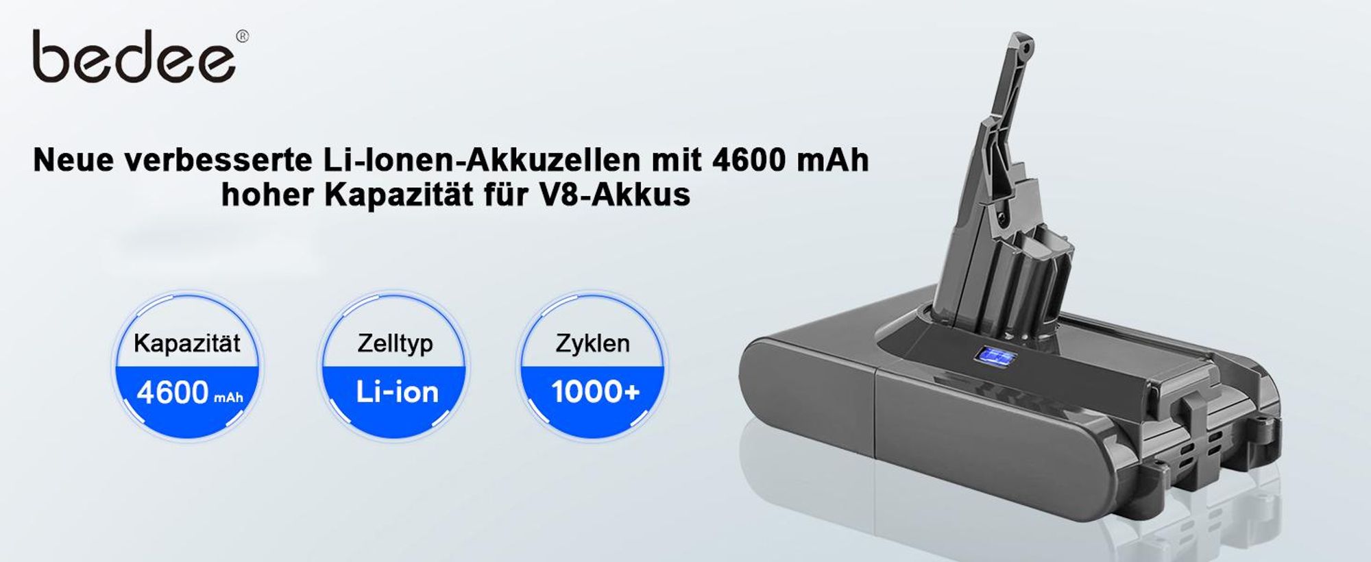 V8 Akku, V8-Ersatzakku, Ersatzakku für Dyson V8 SV10, Batterie für Dyson V8 Absolute Animal Fluffy Motorhead SV10 Schnurfreier Vakuum-Handstaubsauger