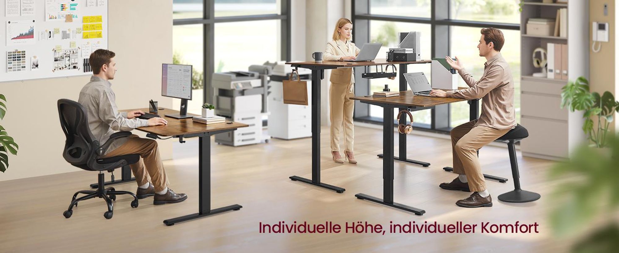 VASAGLE Höhenverstellbarer Schreibtisch, 140 cm, USB-C-Anschluss, Ablage für Steckdosenleiste, Erinnerung bei langem Sitzen, 3 Speichertasten