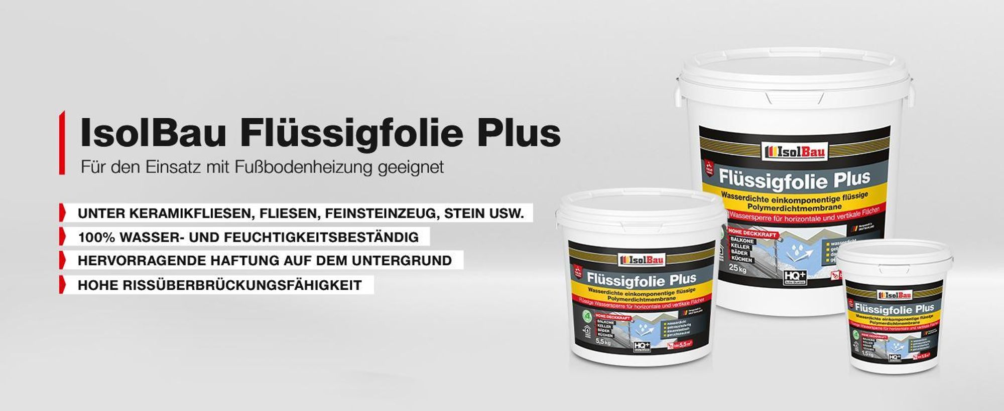 Isolbau Flüssigfolie PLUS  12kg - Dichtfolie für innen & Außenbereich - für Wand & Boden - Balkonabdichtung, Terrasse - Lösemittelfreie, wasserdichte Abdichtung Dichtmasse
