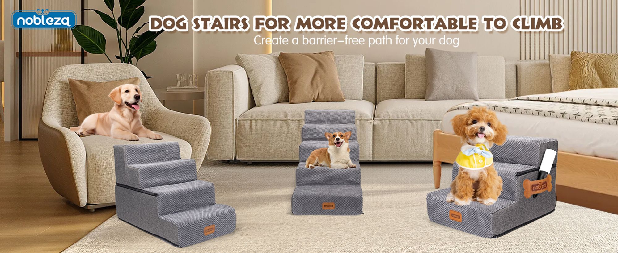 Nobleza Hundetreppe 5 Schichten Haustiertreppe , Rutschfest Katzentreppe, für Kleine Hunde Welpe Katzen aus Sofa Bett