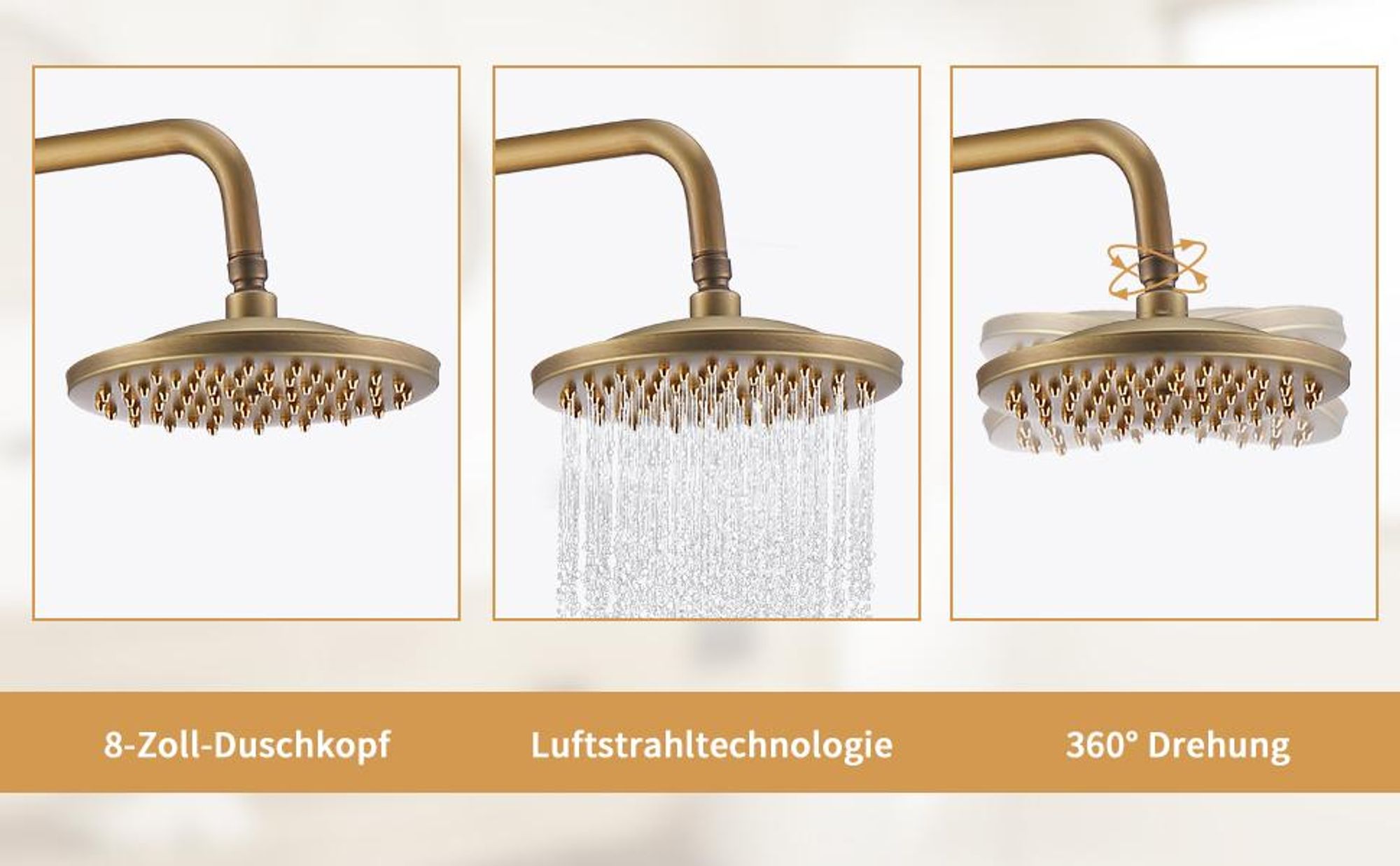 Duschsystem HOMELIVE Duschset mit Armatur Regendusche Set Duschamaturenset, Kopfbrause, Handbrause, Brausestange  Antike Bronze Gebürstetes Nickel