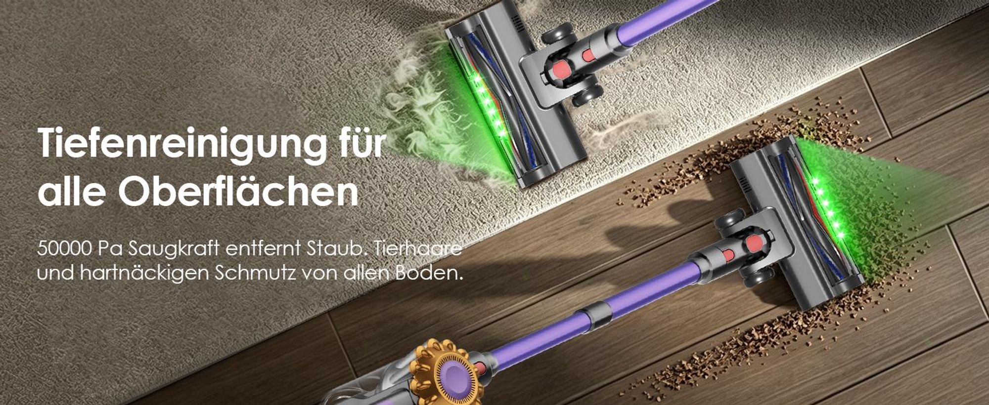 Adormii Akku Staubsauger,50000Pa Staubsauger Kabellos 60 min,Staubsauger 5-in-1 Filtersystem,Handstaubsauger1.6L,für Teppich/Tierhaare