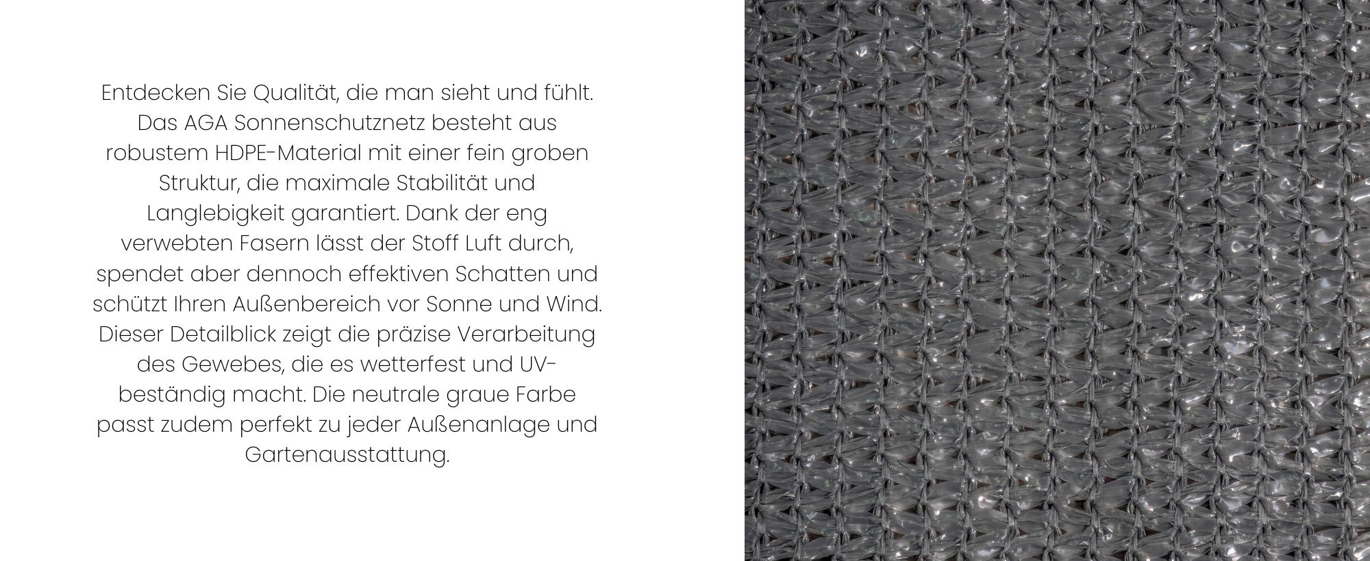Aga Zaunblende, Sichtschutz 1,5x25 m Grau, 130g/m² HDPE und PP, Schattiernetz, UV Schutz wetterbeständiges