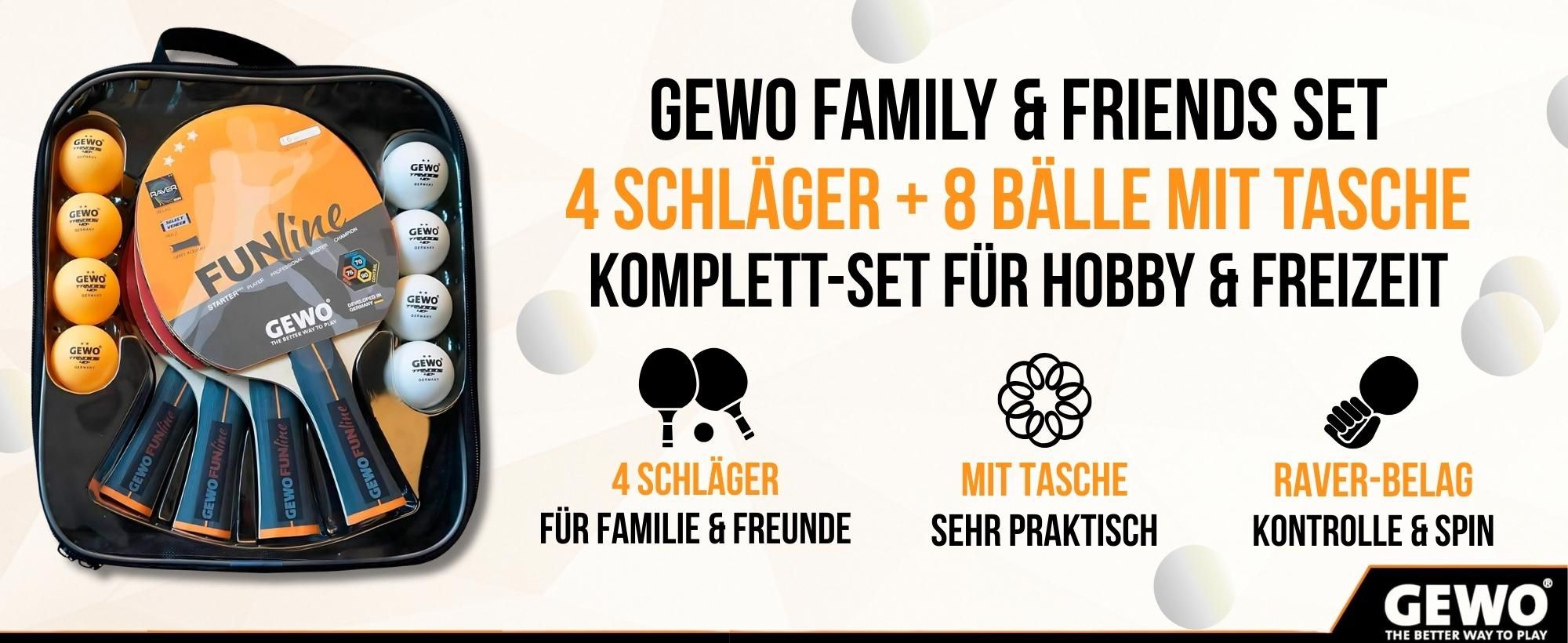 GEWO Tischtennisschläger Set, Tischtennis Set, Tischtennisschläger, Tischtennisbälle