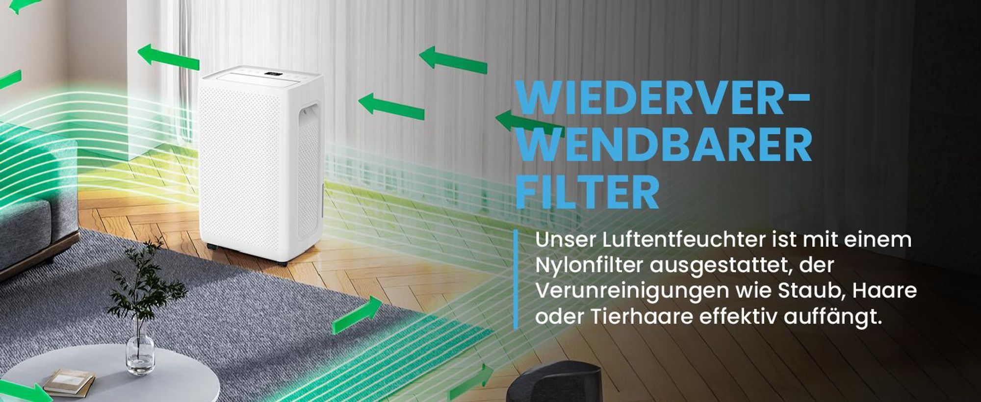 Weiss Luftentfeuchter bis zu 45m² mit Timer und WiFi