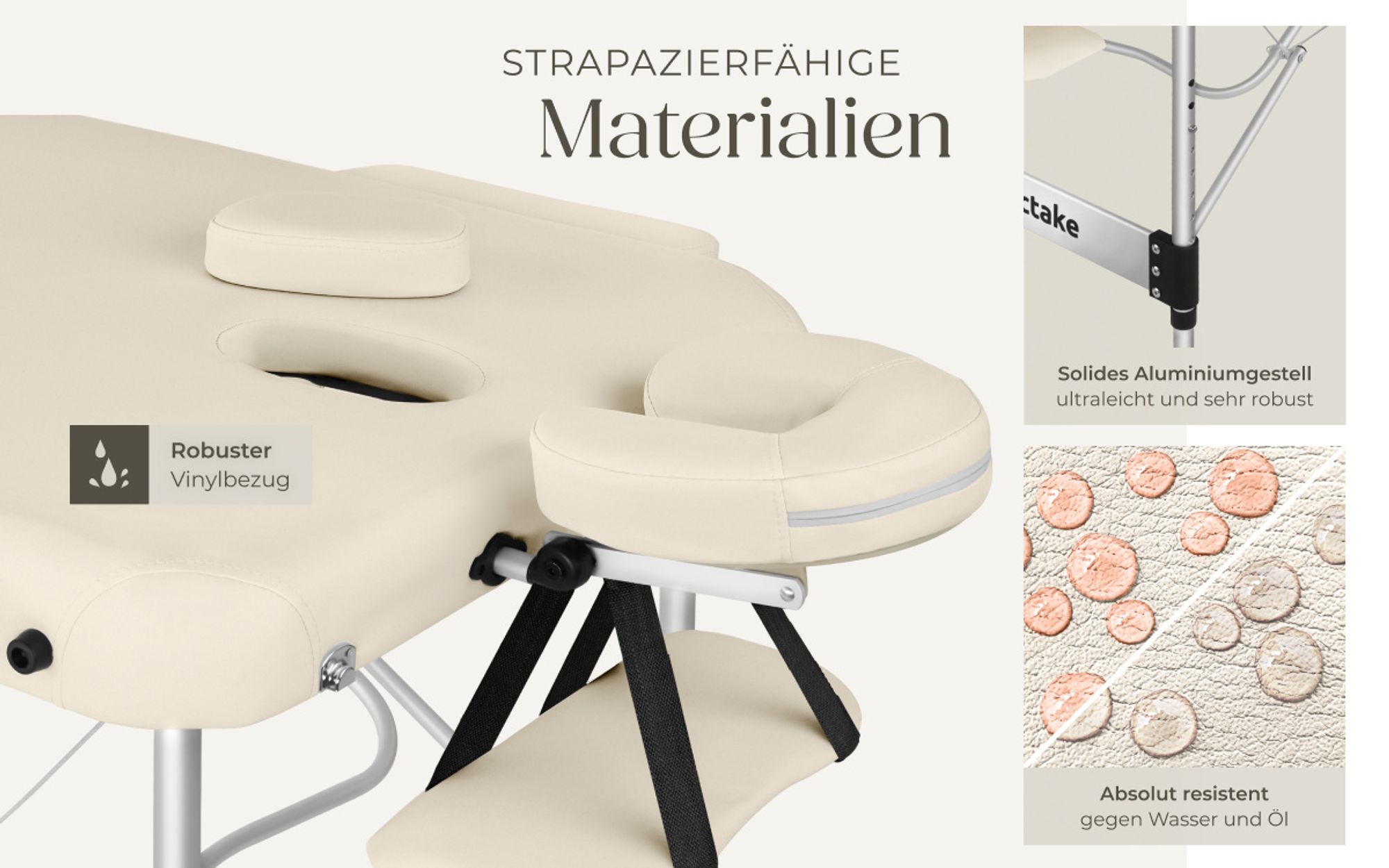 tectake® 3 Zonen Massageliege Phuket Breite 70 cm, Polsterung 5 cm 212 x 103 x 90 cm