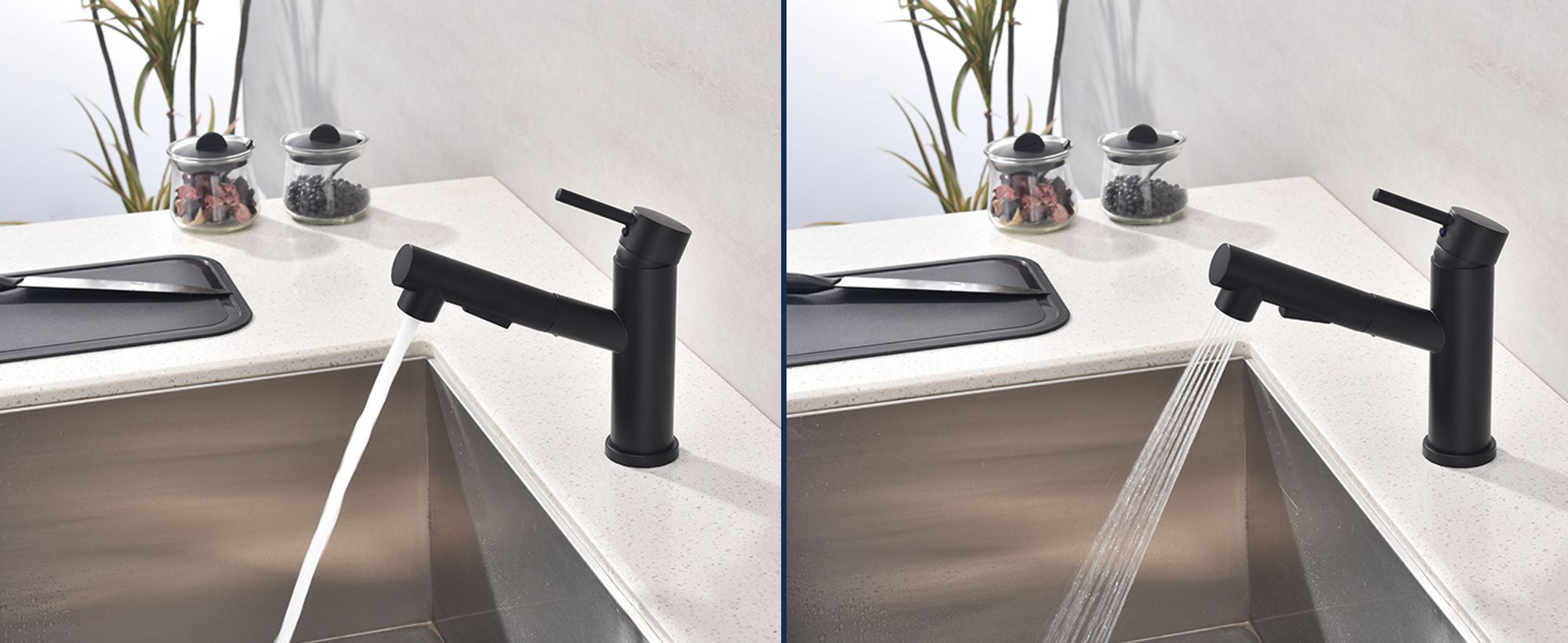 Wasserhahn Küche HOMELIVE 360°Schwenkbar Armatur Küche mit Brause Zwei Wasserstrahlarten Mischbatterie Küche Schwarz Spülarmaturen Küche Einhebel