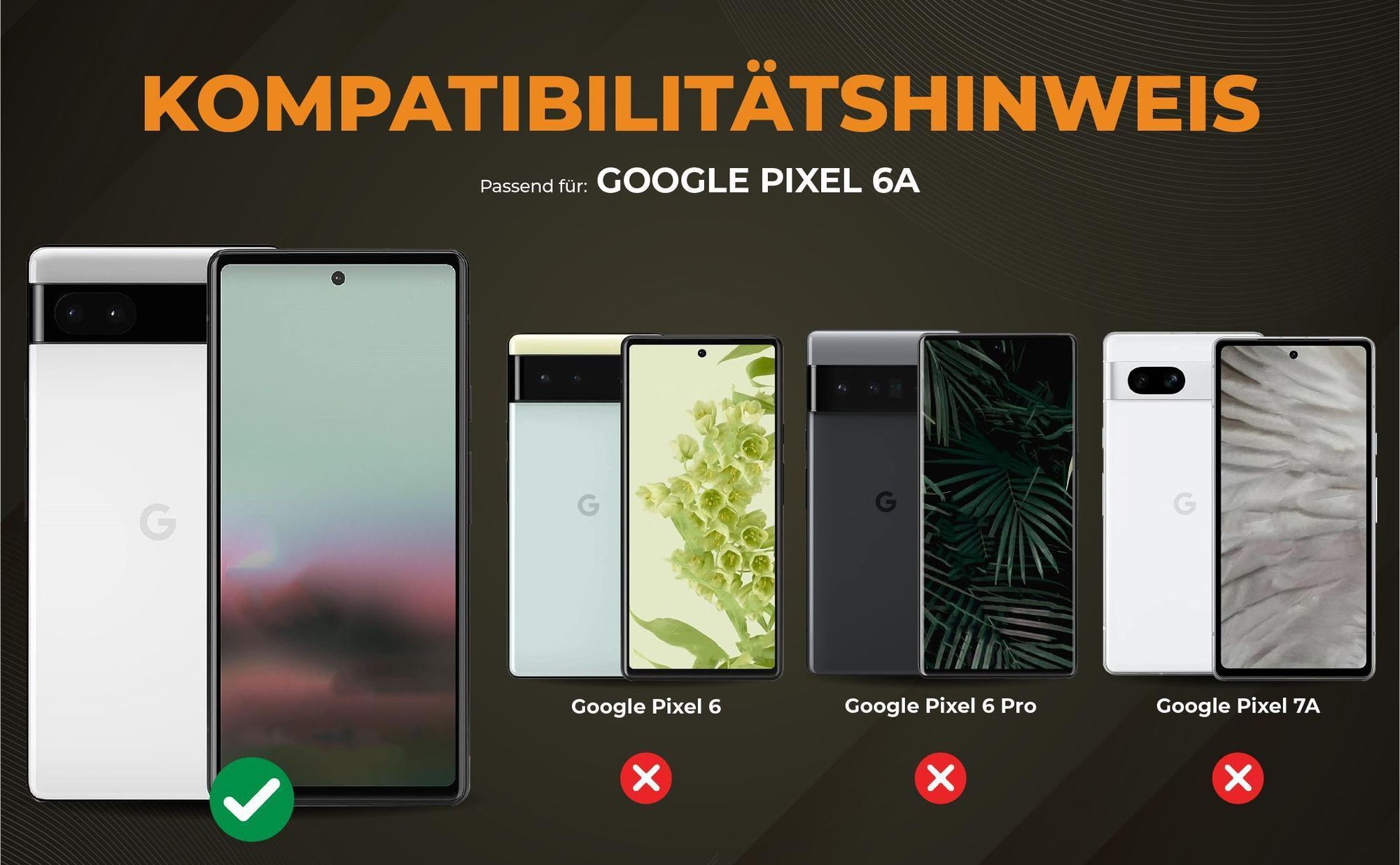 Kompatibilitätshinweise Hülle für Google Pixel 6a