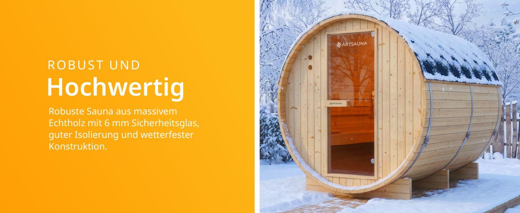 Artsauna Outdoor Fasssauna Spitzbergen 220 für 6 Personen - 8 kW Ofen & Zubehör
