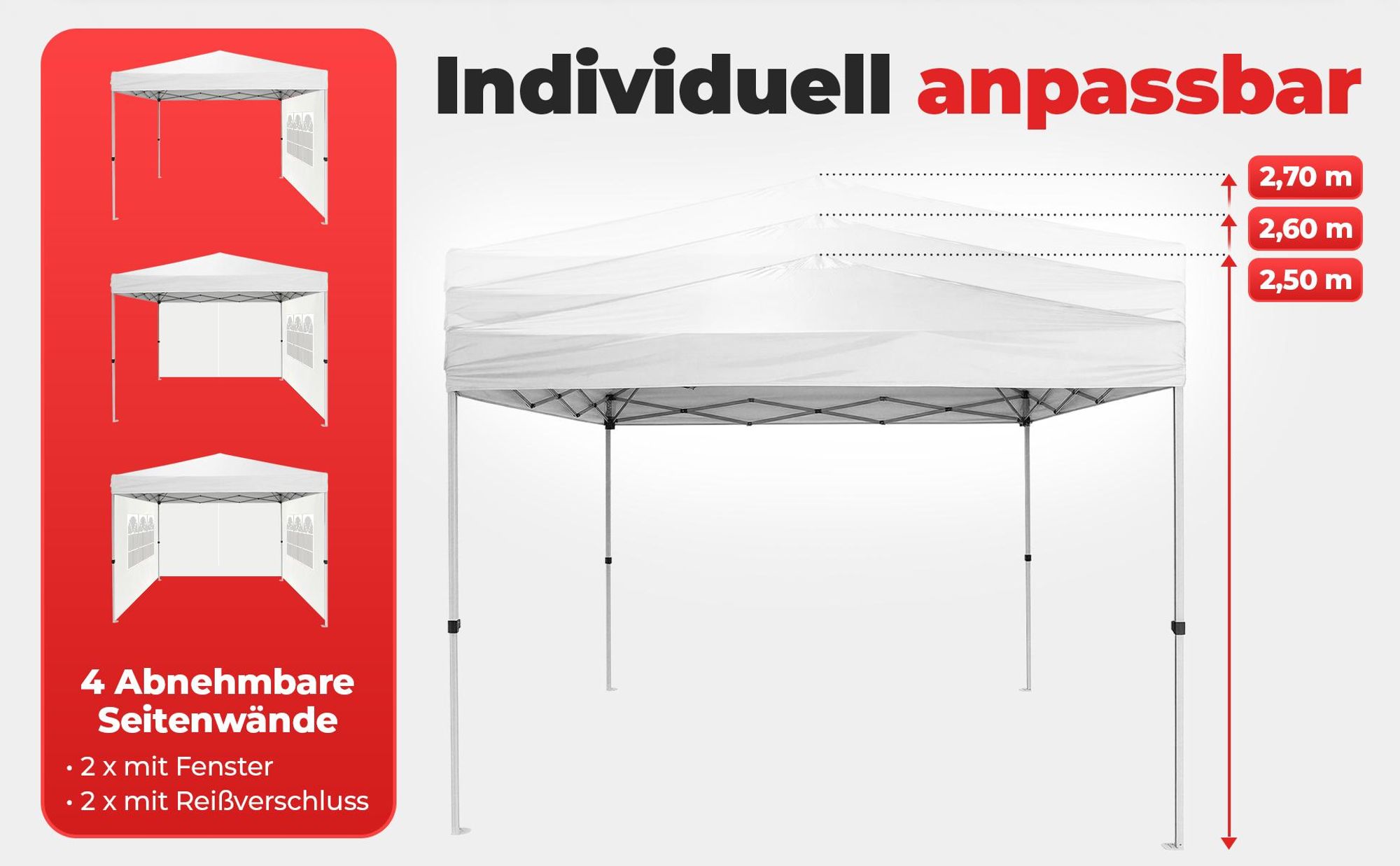 Pavillon Partyzelt 3x3 m ONBEST Patentierter Quick-Up Aufbau in 1min | Wasserdicht | faltbar | mit Sandsäcke | Trolley UV50+
