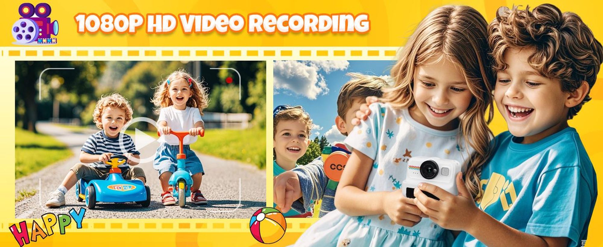 Kinderkamera, Kinder Digitalkamera, Sofortbildkamera, 1080P HD Kinder kamera, mit 32GB Karte & 3 Rollen Druckpapier