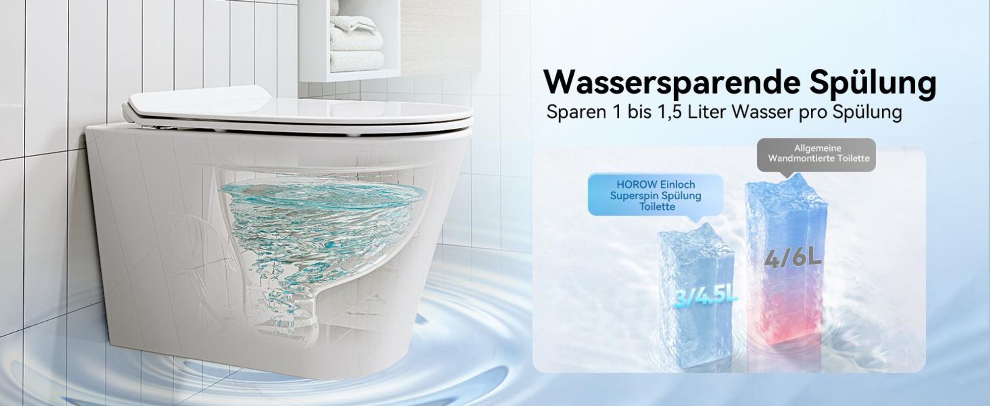 Wand Toilette mit Einloch Superspin Spülung
