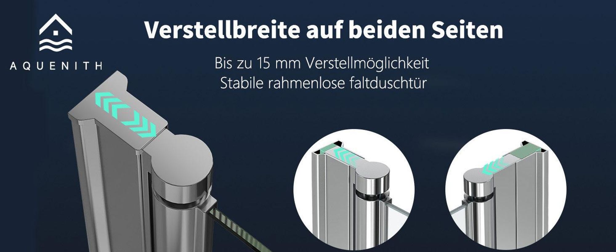 Duschabtrennung Walk in Falttür Dusche 90 x 195cm Faltbar & Drehbar Duschwand 6mm ESG NANO Glas Duschtrennwand Silber Glaswand