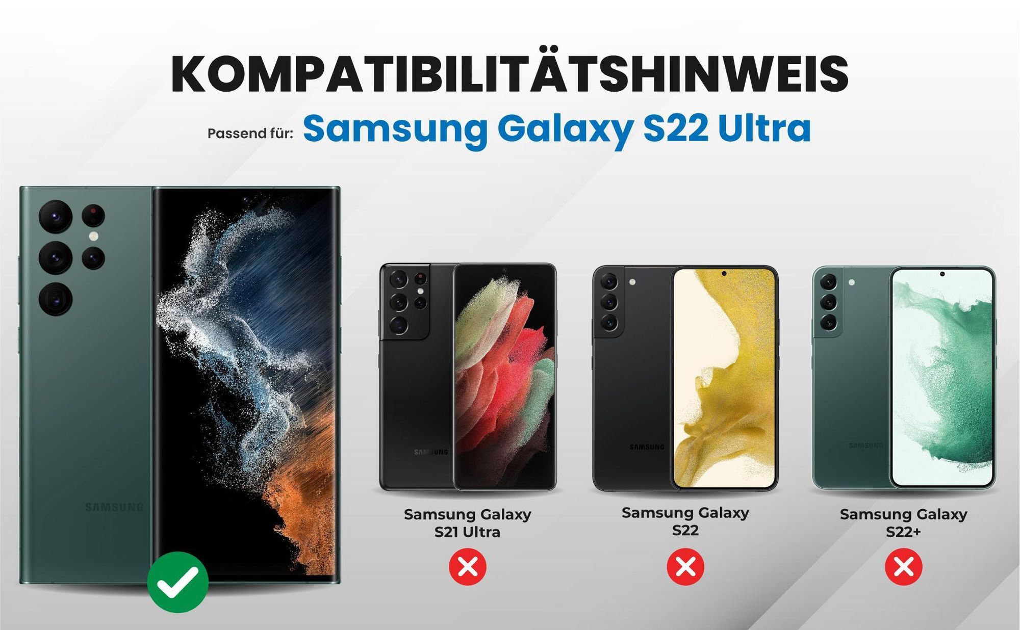 Kompatibilitätshinweise Hülle für Samsung Galaxy S22 Ultra