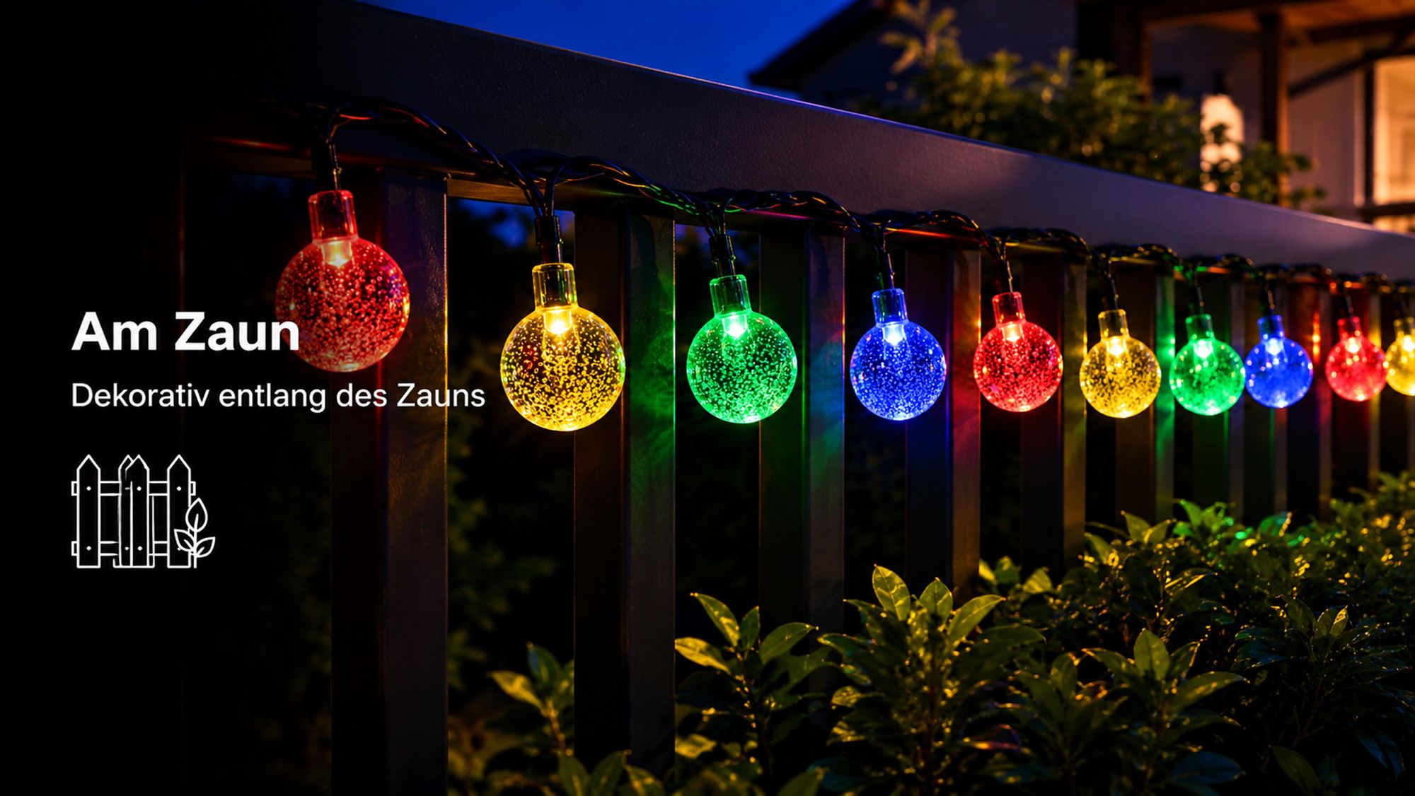 5M Lichterkette Außen Solar Glühbirnen LED Lichterketten, Innen Außen Weihnachten Beleuchtung Outdoor Garten Deko, Bunt