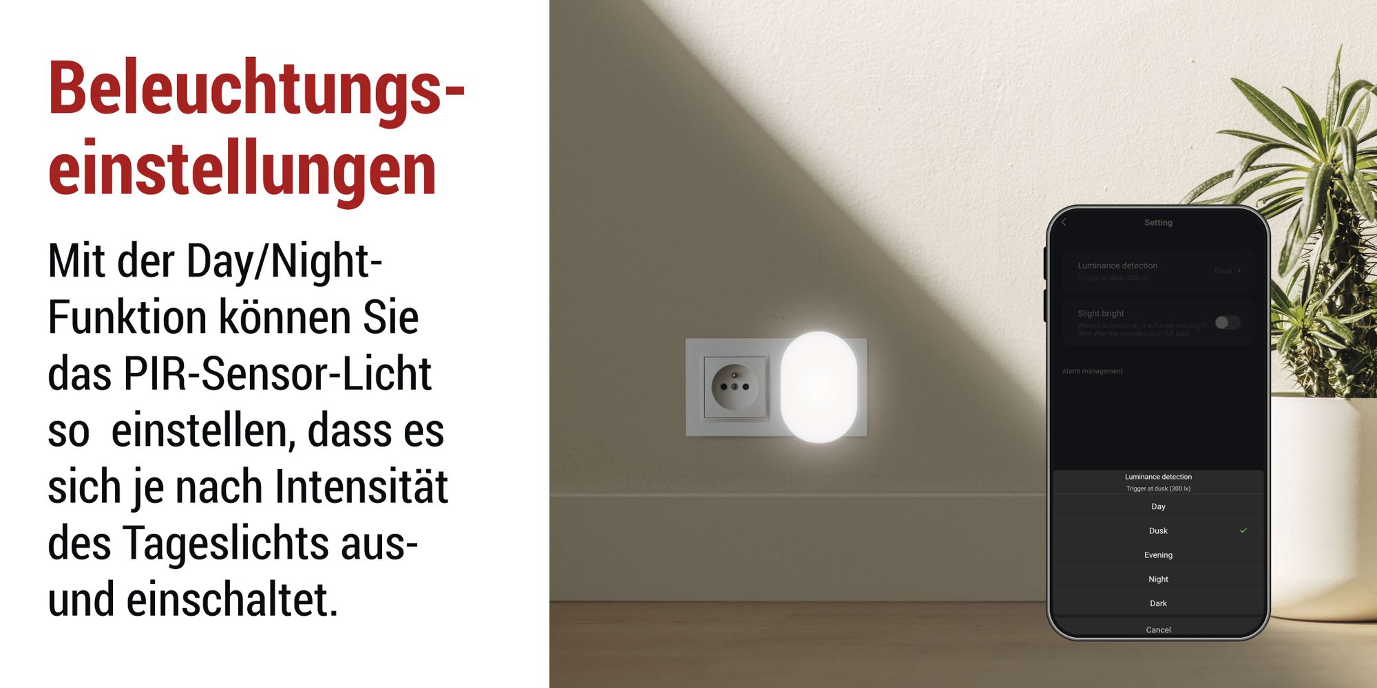 EMOS GoSmart 2in1 Infrarot-Bewegungsmelder und Nachtlicht mit App, WiFi-Bewegungssensor und farbiges Licht, Erkennungsbereich 5m/120°, 230V