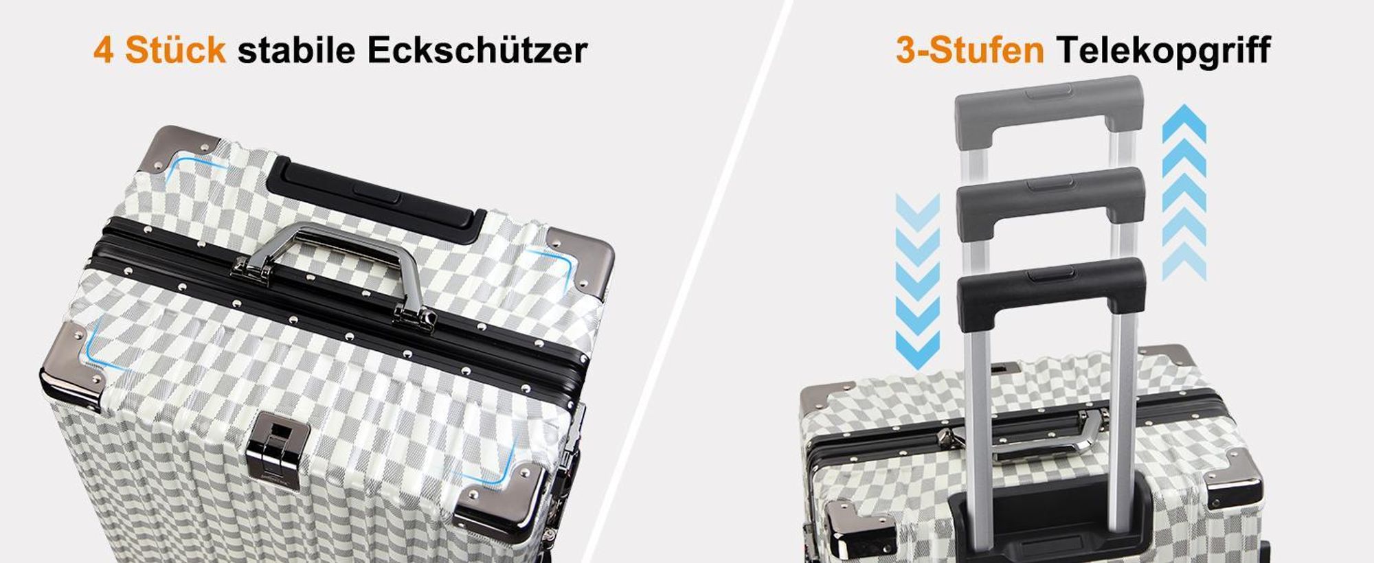 HOMELUX Trolleyset Größe M, L, XL Reisekoffer Alu-Rahmen ABS & TSA Schloss 3 tlg. Trolley Hartschalen koffer Set 2401 Weiß