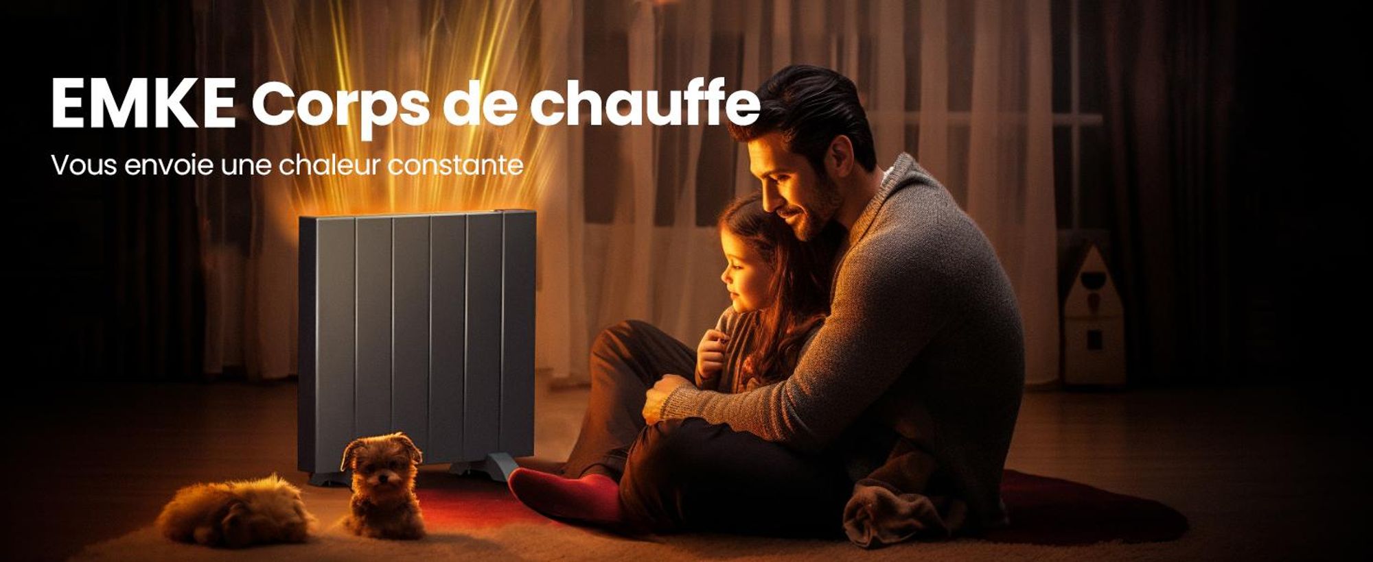 EMKE® Chauffage électrique 1000W Ecran LCD Convecteur électrique Anthracite WiFi + Alexa/Google Home Pied+Mur Anthracite Radiateur électrique pour 9m²