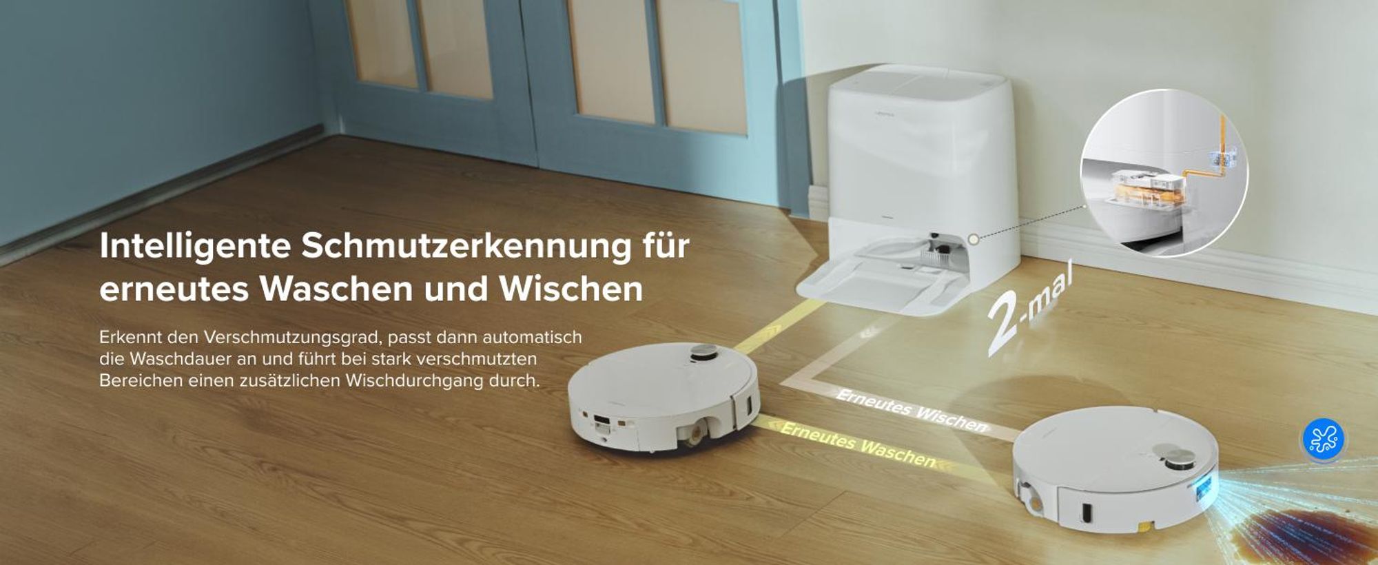 Roborock Qrevo Edge 2 Flow Saugroboter mit Wischwalze, 35.000 Pa Saugkraft, Selbstreinigung mit Wasserdruck, Dual Anti-Tangle, 8,98 cm ultraflach