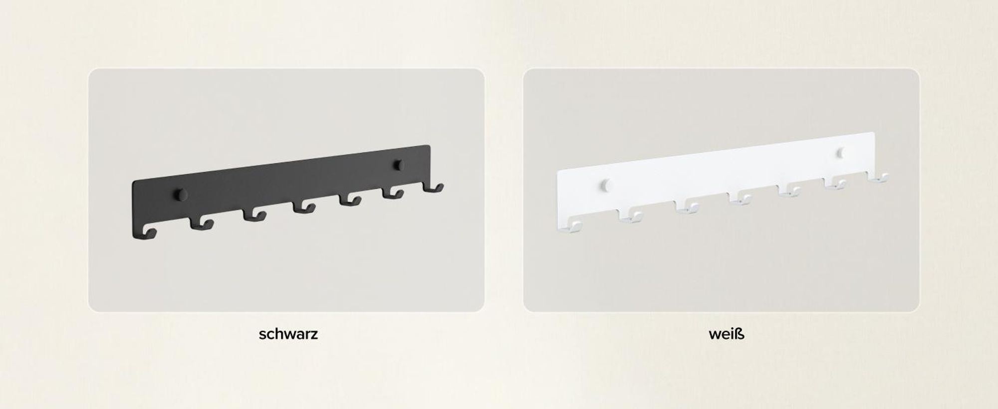 doporro Garderobenleiste mit 7 Haken, Wandgarderobe mit Garderobenhaken, Wandhaken, für Flur, Bad und Küche, weiß, Stalo-17