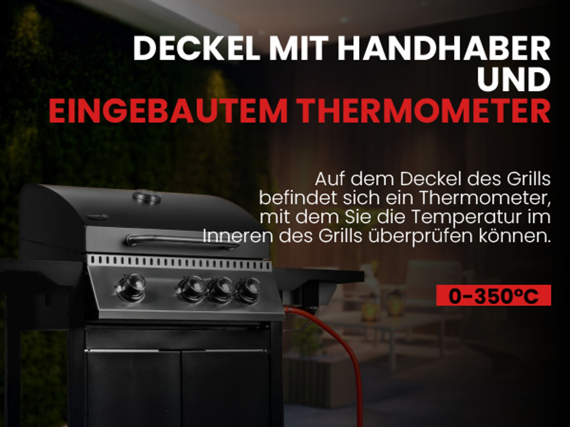 Metalldeckel mit Griff und Thermometer bis 350 Grad