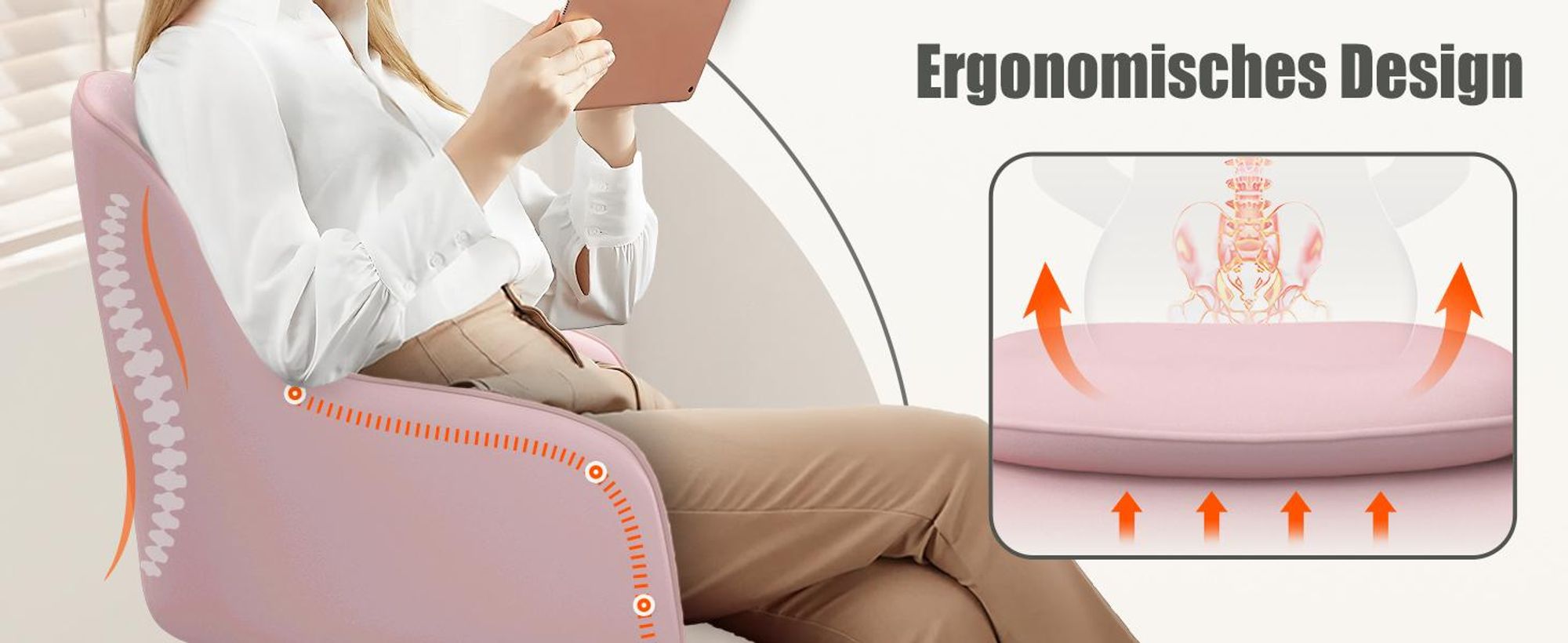Portreen Bürostuhl, Drehstuhl,Homeoffice Stuhl,Schreibtischstuhl, bürostuhl ergonomisch, Chefsessel 150kg,Drehstuhl mit Rollen,Stuhl für Schminktisch