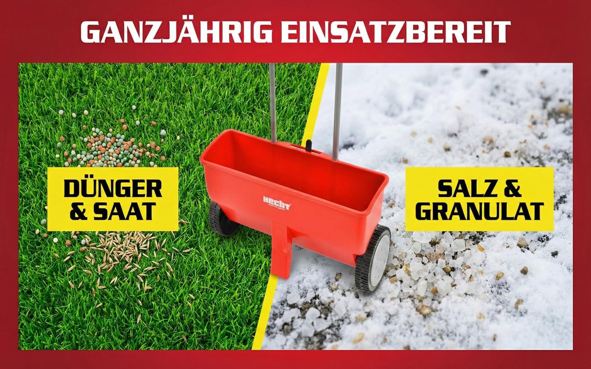 HECHT 220 Düngerstreuer Streuwagen | 20 Liter | bis 24 kg | 50 cm Arbeitsbreite | 8-stufig
