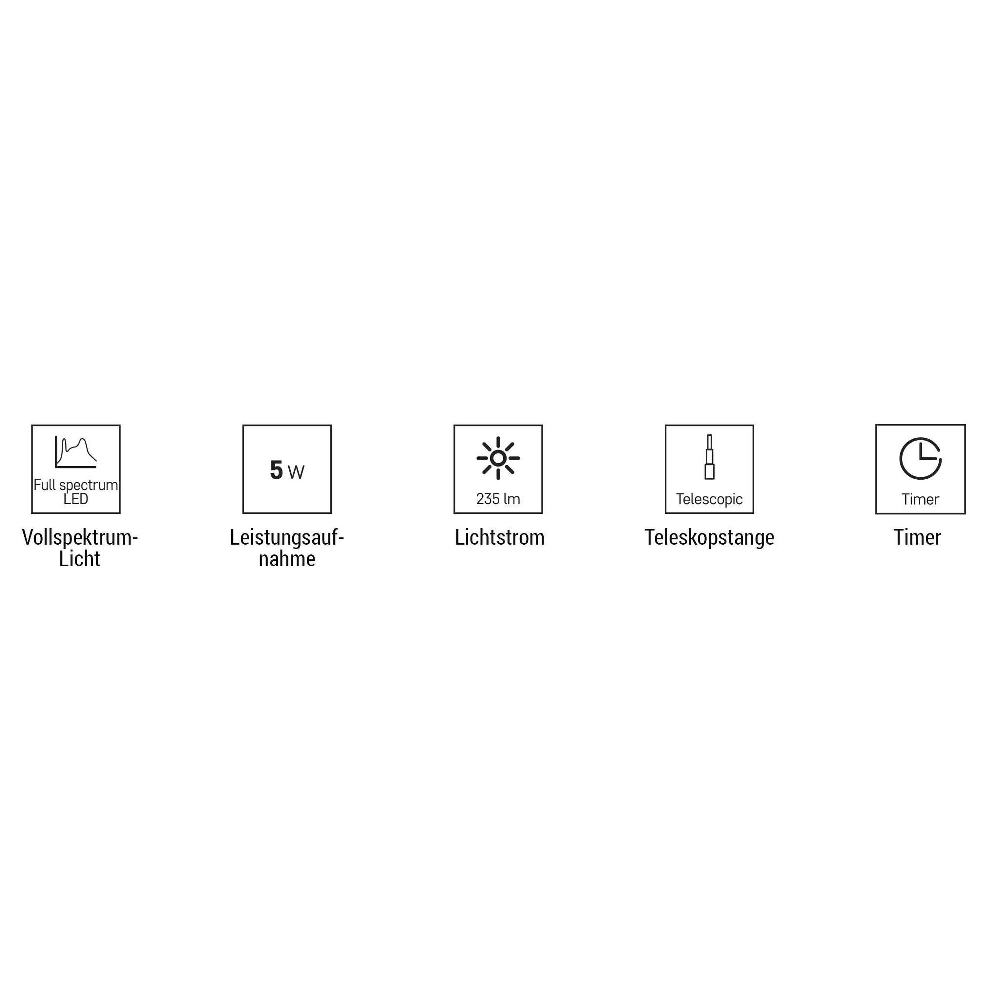 EMOS LED-Grow-Lampe für Zimmerpflanzen und Sukkulenten, Wachstumslampe in Schirm-Design mit Timer, höhenverstellbar, 235lm, 1,5m USB-Kabel, Z7901