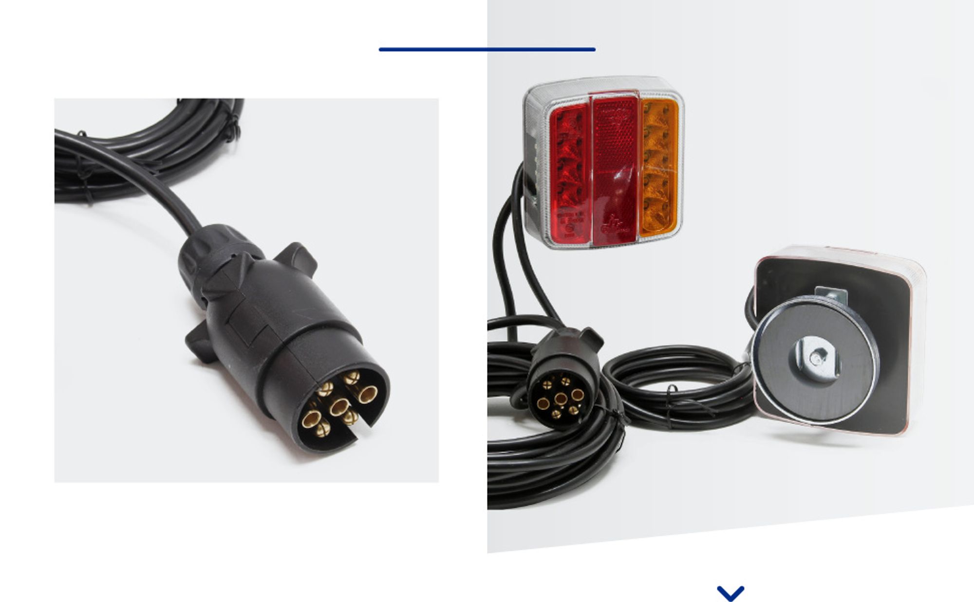 Wiltec LED Rückleuchte mit Magneten 7-polig 12V, Adapter für PKW Anhänger, Anhängersteckdose mit E11-, Anhängerbeleuchtung