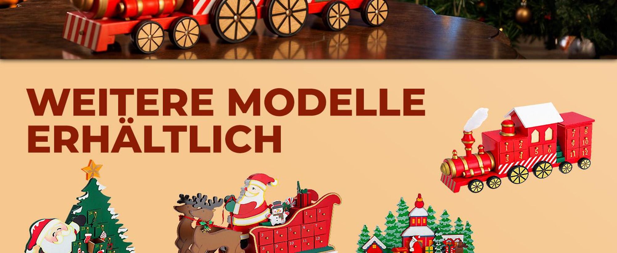 SPIELWERK® Wiederverwendbarer Adventskalender Lokomotive Bunt Bemalt Zum Befüllen 24 Türchen Weihnachten Kinder DIY Weihnachtliche Holz Dekoration