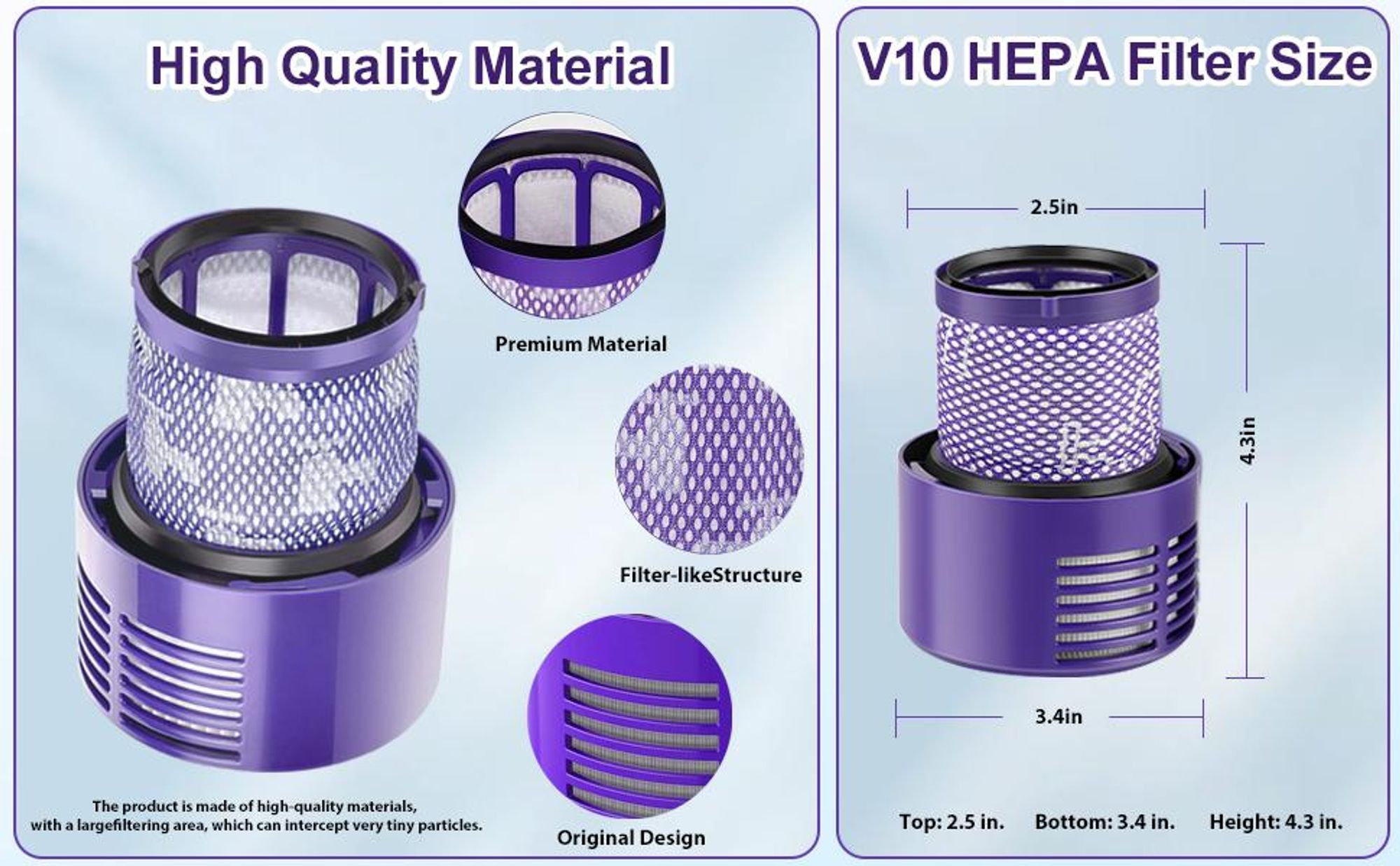 V10 Filter, HEPA-Filter für Dyson V10 SV12 Cyclone Animal Absolute Motorhead, Alternative für HEPA-Filter 969082-01, Waschbar Ersatzfilter Zubehör