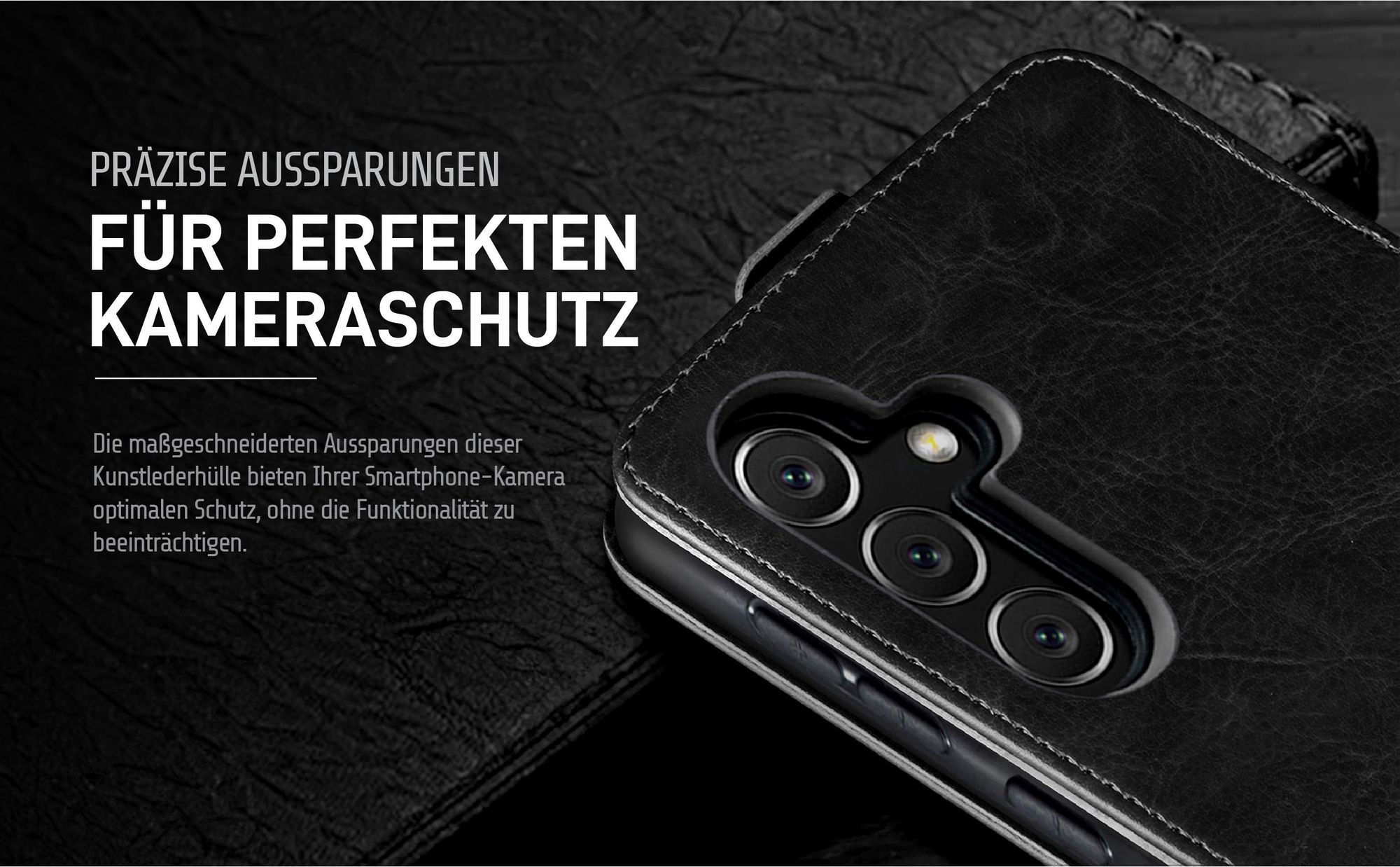 Klapphülle in Schwarz mit Kameraausschnitt für Samsung Galaxy A35 5G