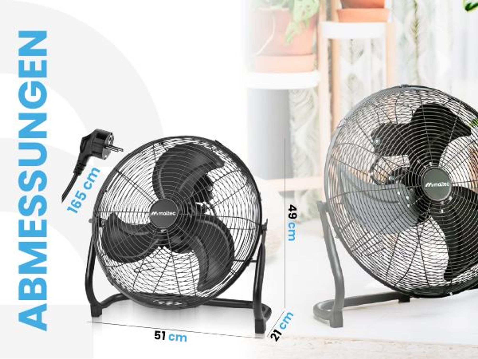 Bodenventilator Standventilator Luftzirkulatoren Schwarz