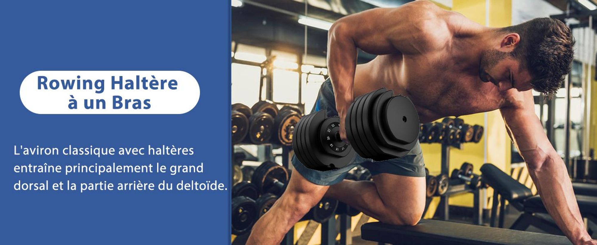 DH FitLife Haltère réglable 25 kg, 4 à 25 kg avec 10 niveaux, Système de verrouillage sécurisé, Base incluse, Gain de place