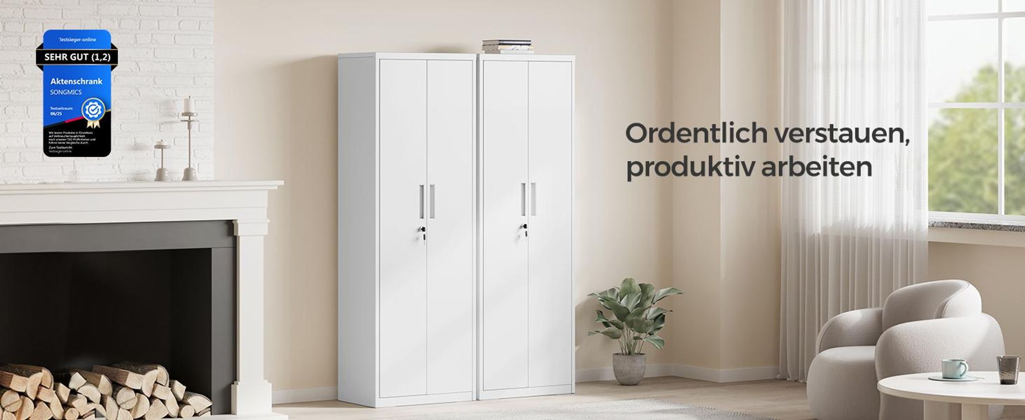 SONGMICS Aktenschrank, Mehrzweckschrank, Stahl-Aufbewahrungsschrank, 5 Ebenen, verstellbare Ablagen