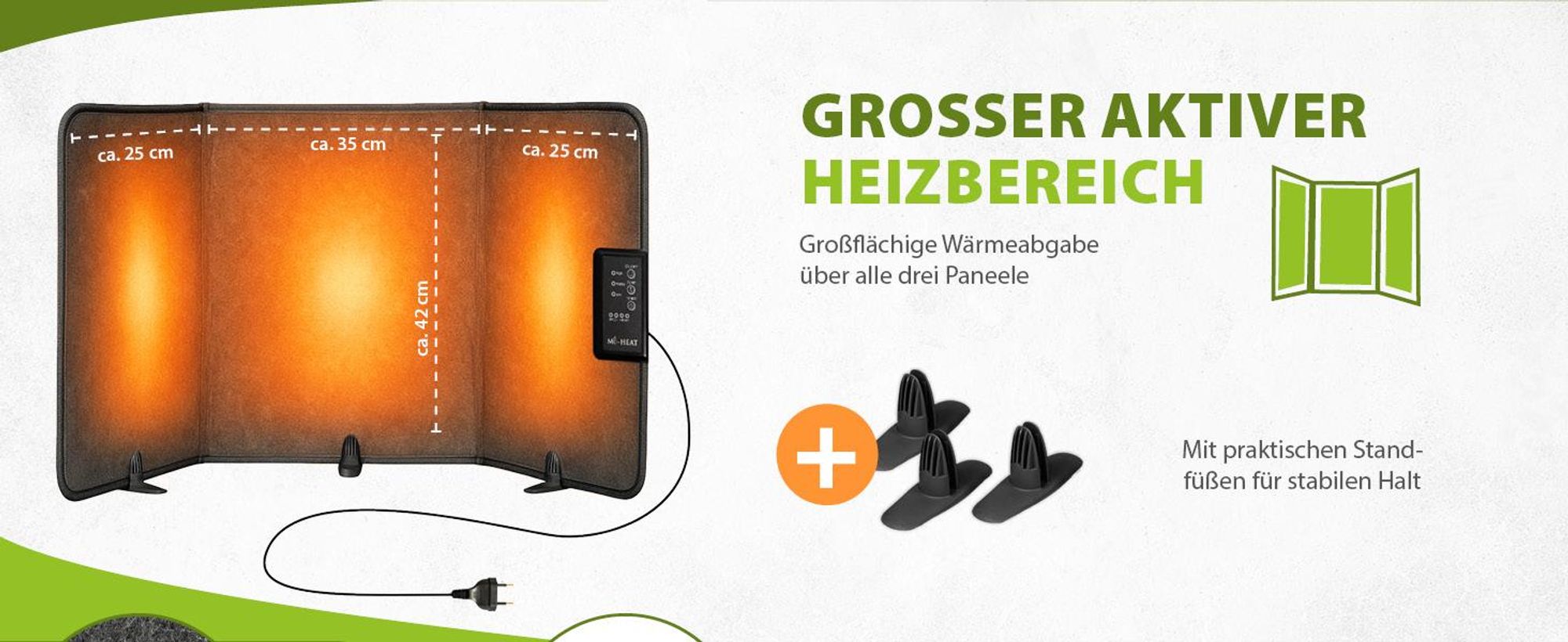 Infrarotheizung Heizpaneel Schreibtischheizung Faltbar 51x100cm 60°C grau