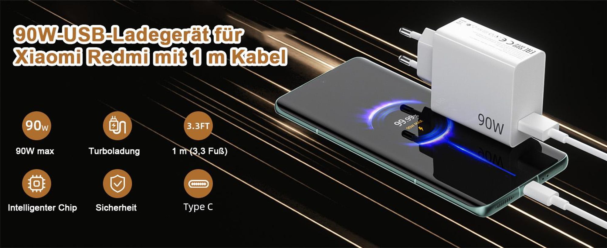 USB C Ladegerät für Xiaomi, 90W Hyper Charge Ladegerät, Netzteil Ladekabel für Xiaomi 15 Ultra 15T Pro 14T 14 14 Ultra 13T Redmi Note 14 13 12 11Pro