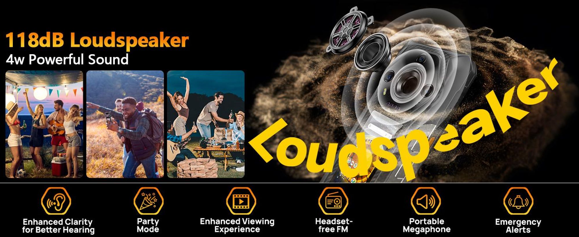Genießen Sie einen ultra-starken 118 dB Sound mit einem 4-W-Lautsprecher