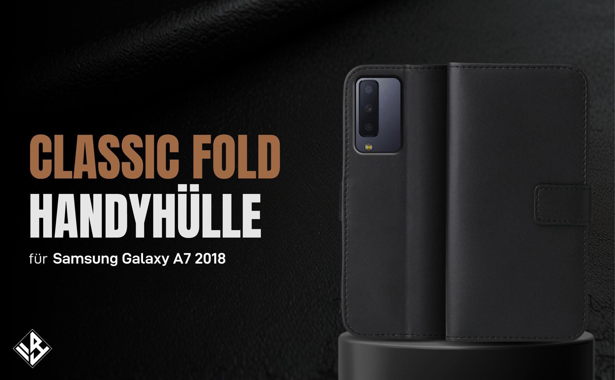 Schwarze Klapphülle für Samsung Galaxy A7 mit Wallet-Funktion