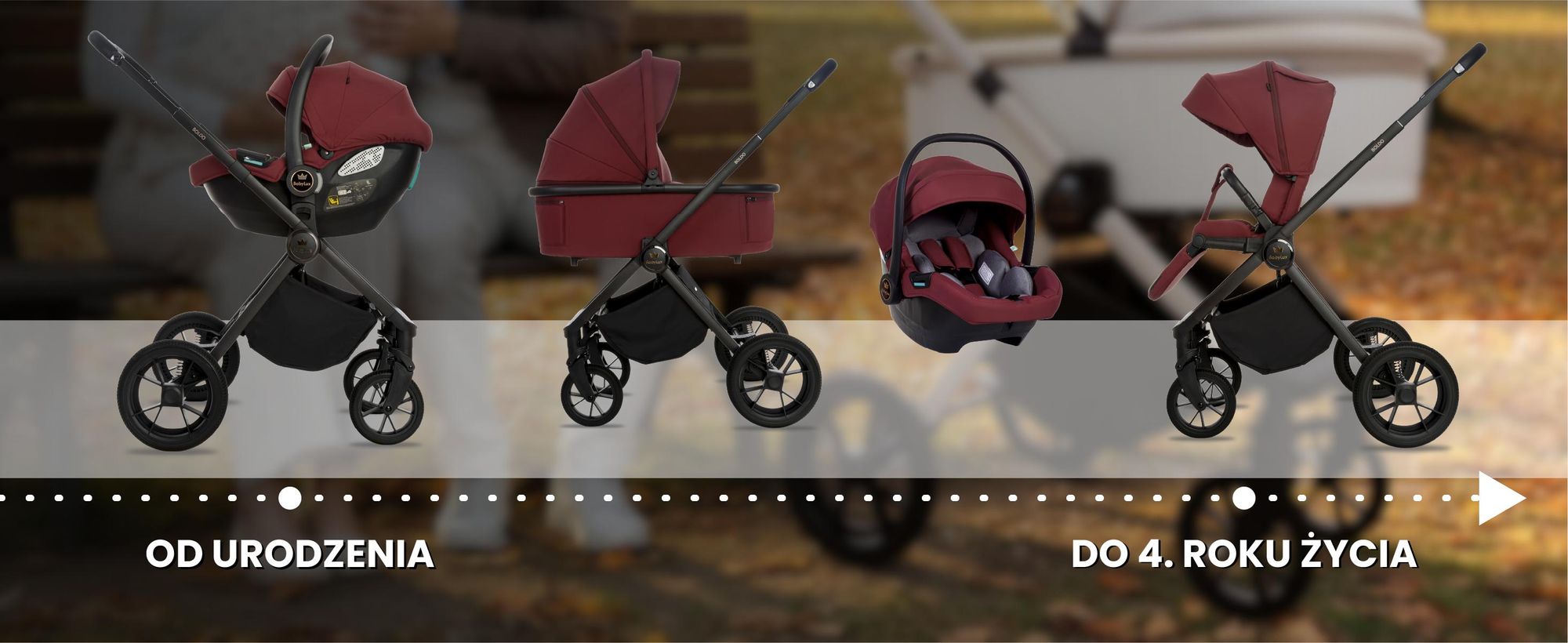BabyLux® Wózek Dziecięcy 4w1 BOLDO Spacerówka Gondola Lekki Składany Zestaw, Fotelik Samochodowy I-Size, Baza do Auta, 4 Pozycje Oparcia, Akcesoria
