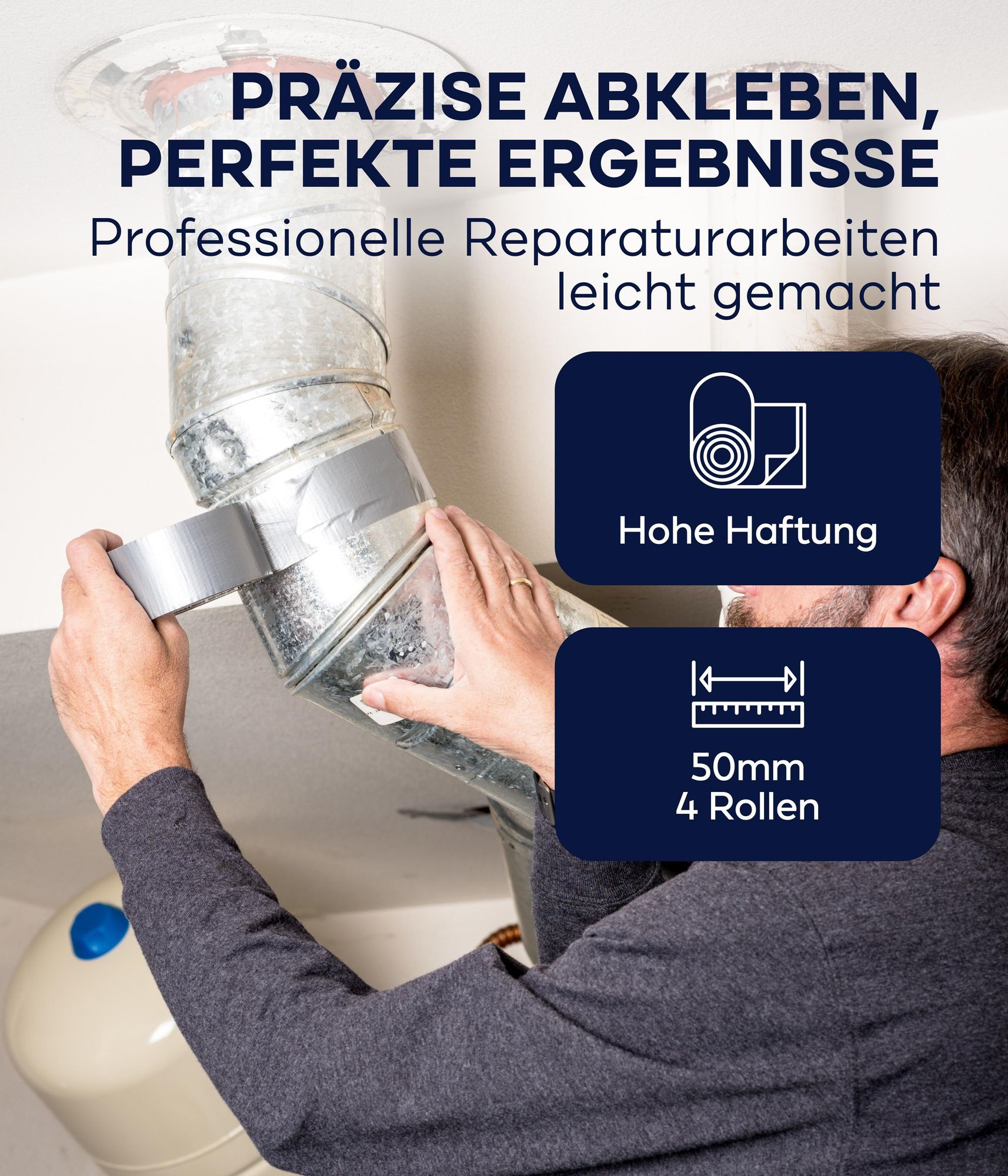 Plid® Panzertape silber á 50m x 48mm [wasserfest] - Extra Starkes Gewebeband Gaffa Tape - Wasserfestes Klebeband - Innen & Außen - Panzerband
