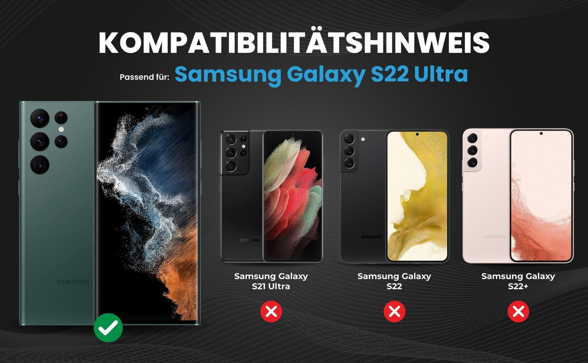 Kompatibilitätshinweise Hülle für Samsung Galaxy S22 Ultra